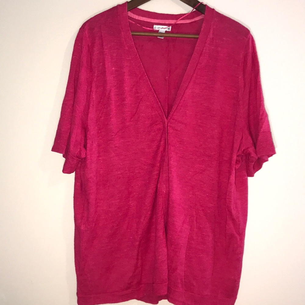 Croft and Barrow sh/sleeve Pink cardigan 2X